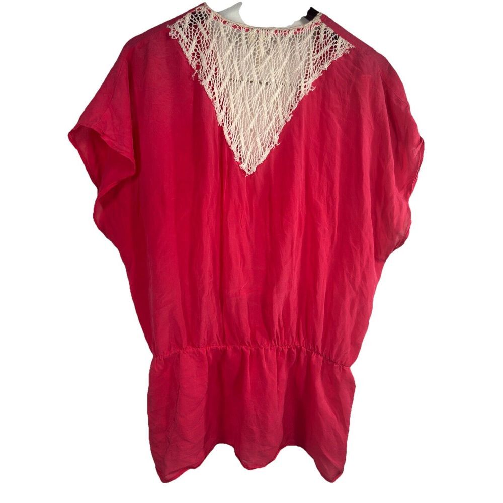 Petticoat Alley 100% Silk Short Sleeve Top Blouse Size Large Pink - Picture 2 of 9
